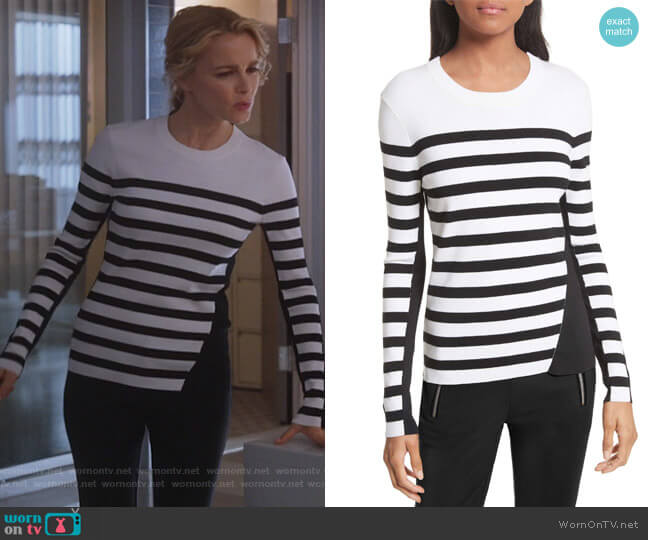 Rag & Bone Cecilee Stripe Merino Wool Blend Pullover worn by Lizzie Needham (Bojana Novakovic) on Instinct