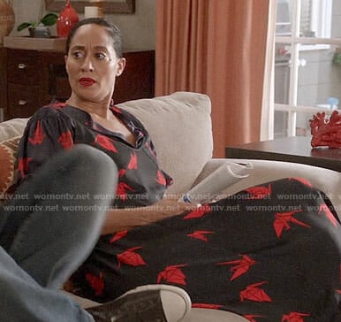 Bo’s black and red origami print dress on Black-ish
