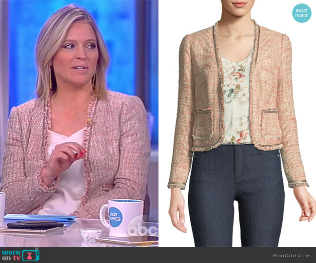 Rebecca Taylor Open-Front Collarless Tweed Jacket worn by Sara Haines on The View