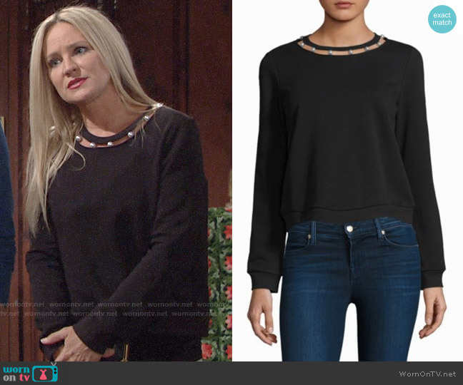 Rebecca Minkoff Pearl Cotton Sweatshirt worn by Sharon Newman (Sharon Case) on The Young and the Restless