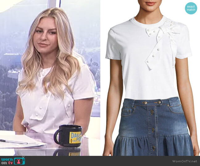 RED Valentino Bow-Embellished Jersey T-Shirt worn by Morgan Stewart on E! News