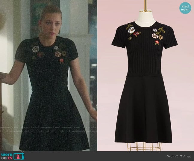 RED Valentino Floral Embroidered Knit Dress worn by Betty Cooper (Lili Reinhart) on Riverdale