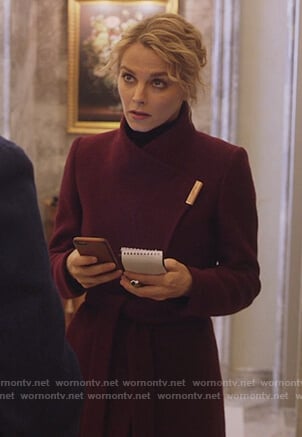 Lizzie’s maroon wrap coat on Instinct