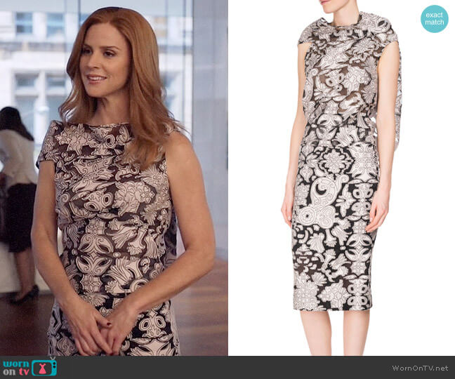 Roland Mouret Eugene Top worn by Donna Paulsen (Sarah Rafferty) on Suits