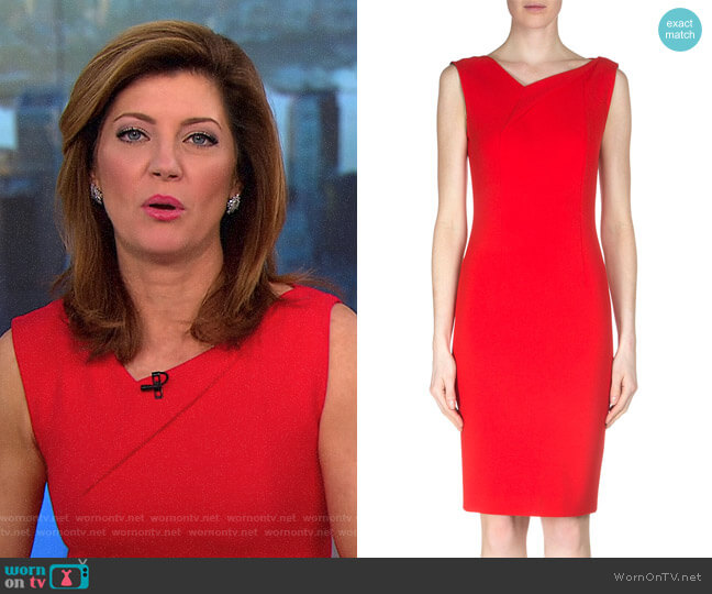 Roland Mouret Grainger Crepe Sheath Dress worn by Norah O'Donnell on CBS Mornings