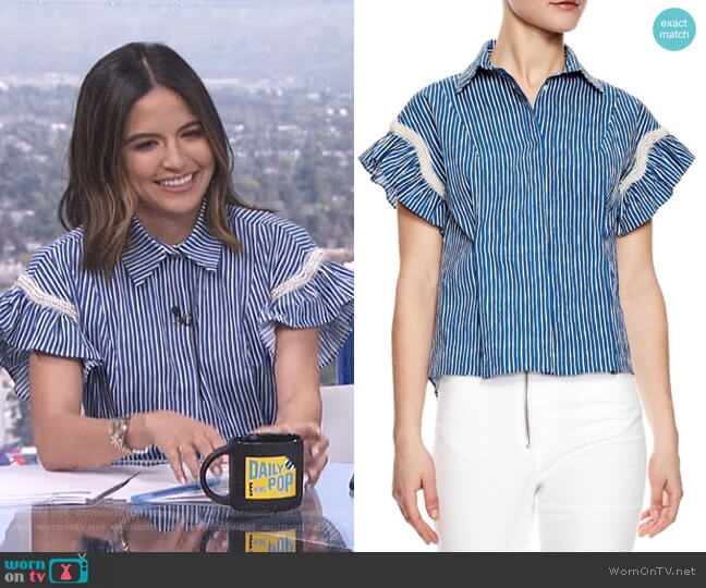 Sandro Erine Striped Shirt worn by Erin Lim on E! News