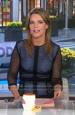 Savannah’s black patterned mesh midi dress on Today