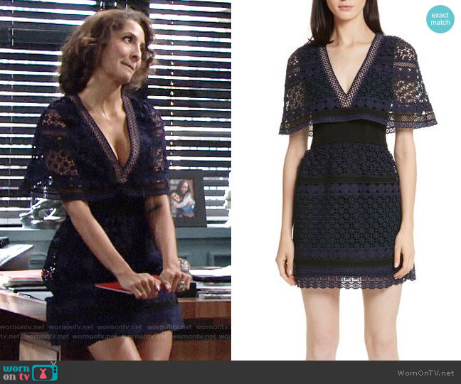 Self Portrait Guipure Lace Cape Dress worn by Lily Winters (Christel Khalil) on The Young and the Restless