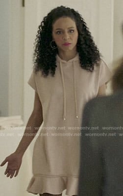 Shaun’s pink hoodie dress on The Arrangement