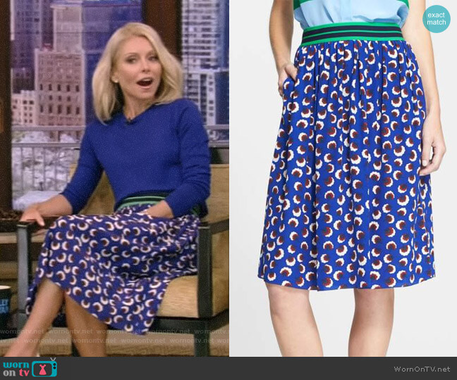 Stella McCartney Floral Print Silk Skirt worn by Kelly Ripa on Live with Kelly and Mark