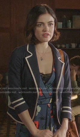 Stella’s navy blazer with white trim on Life Sentence