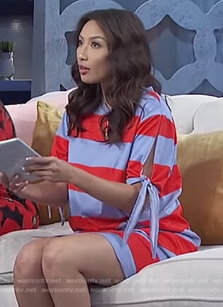 Jeannie’s striped tie sleeve dress on The Real