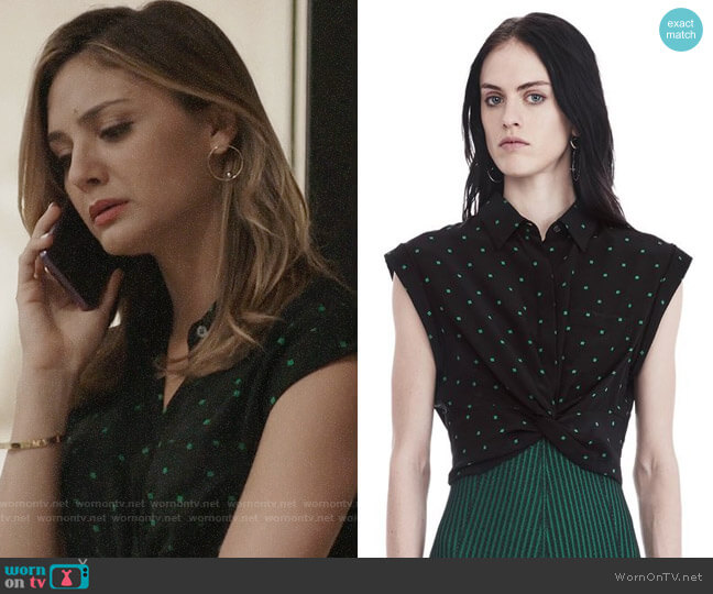 T by Alexander Wang Printed Twist Shirt worn by Megan Morrison (Christine Evangelista) on The Arrangement
