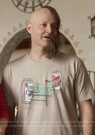Tandy’s beer pong t-shirt on Last Man on Earth