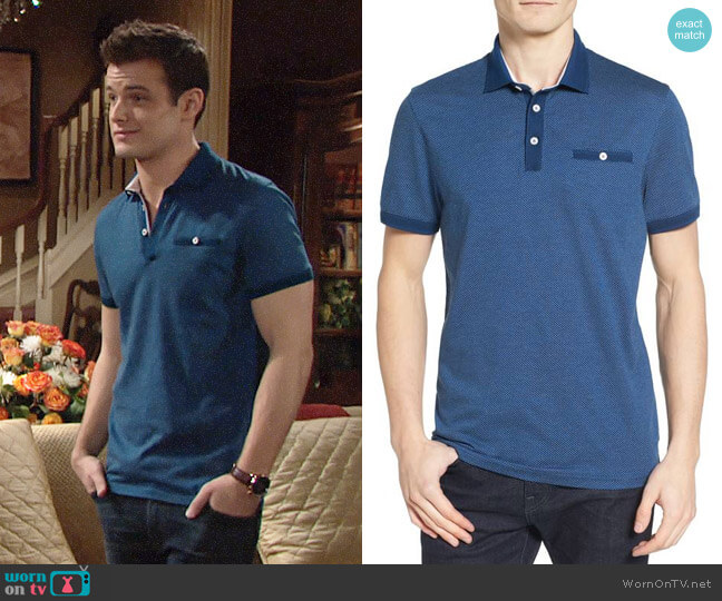 Ted Baker Otto Jacquard Polo worn by Kyle Abbott (Michael Mealor) on The Young and the Restless