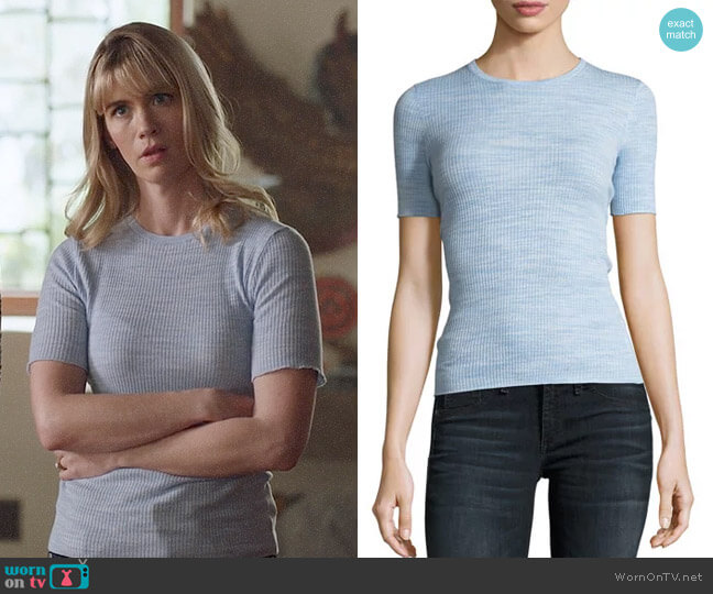Theory Crewneck Fitted Refine Merino Wool Top worn by Melissa Shart (January Jones) on Last Man On Earth