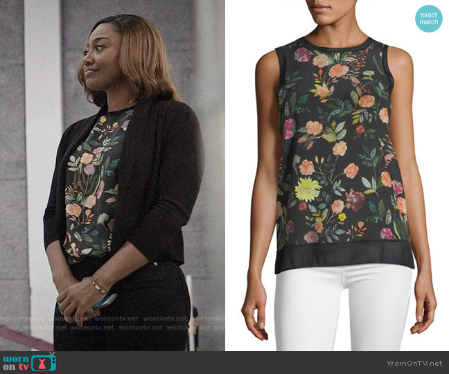 Theory Lewie Floral Top worn by Daisy Grant (Patina Miller) on Madam Secretary