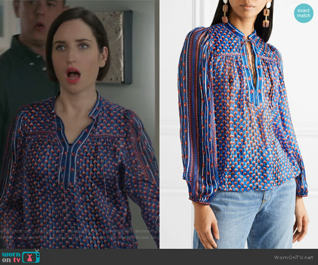 Ulla Johnson Constance Blouse worn by Jennifer Short (Zoe Lister-Jones) on Life in Pieces
