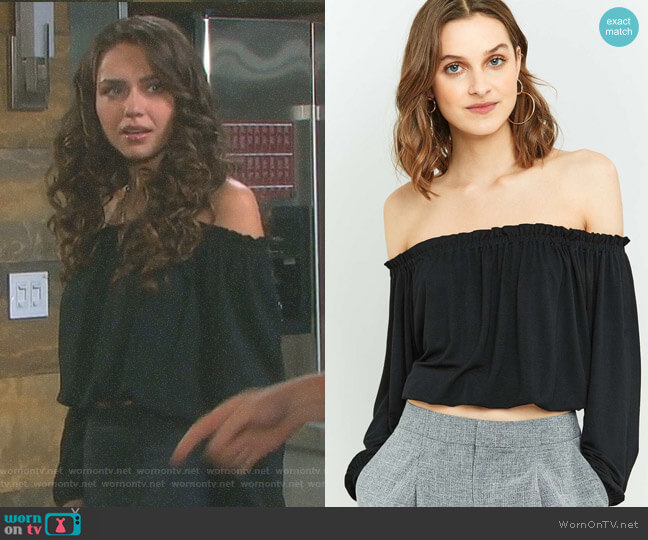 Pins & Needles Off-The-Shoulder Batwing Top worn by Ciara Brady (Victoria Konefal) on Days of our Lives