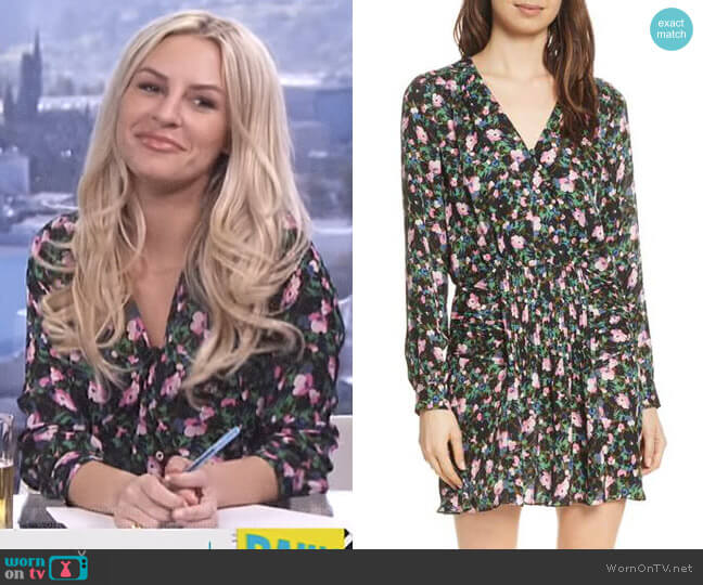 Veronica Beard Naomi Floral Print Silk Dress worn by Morgan Stewart on E! News