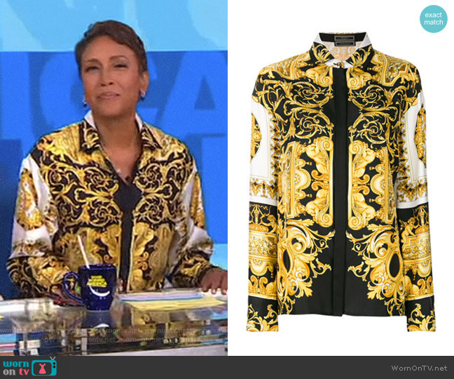 Versace Barocco Print Shirt worn by Robin Roberts on Good Morning America
