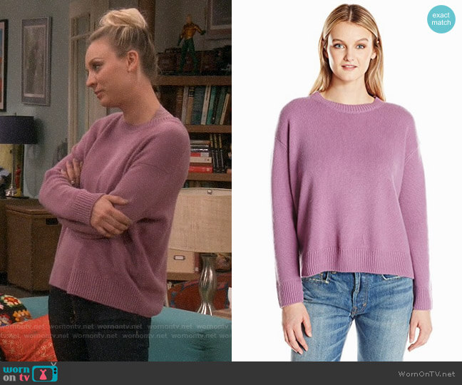Vince Boxy Crew Sweater in Violet worn by Penny Hofstadter (Kaley Cuoco) on The Big Bang Theory