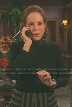 Vivian’s black leather neck top on Days of our Lives