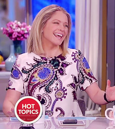 Sara’s white paisley print dress on The View