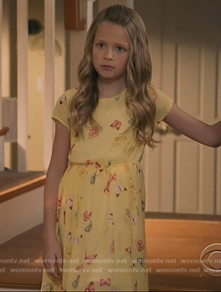 Sophia’s yellow butterfly print dress on Life in Pieces