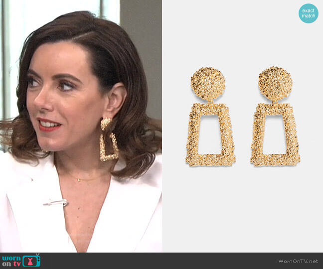 Zara Golden Raised Design Earrings worn by Melanie Bromley on E! News