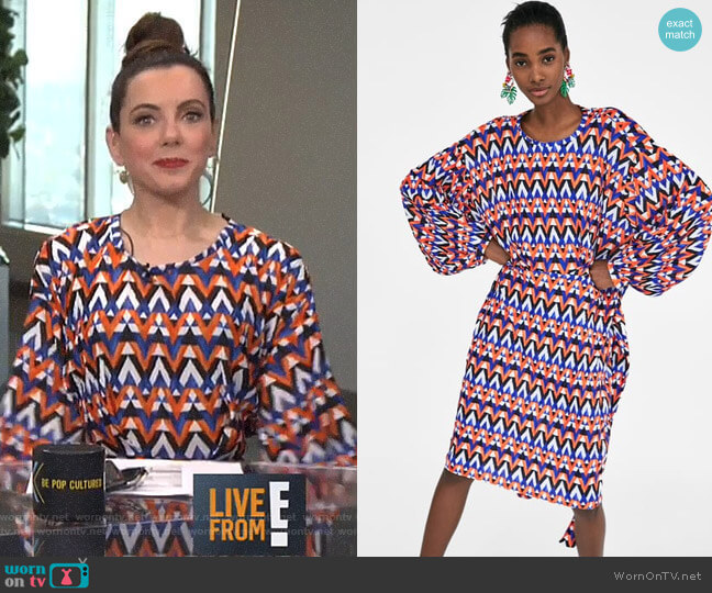 Zara Geometric Print Pleated Dress worn by Melanie Bromley on E! News