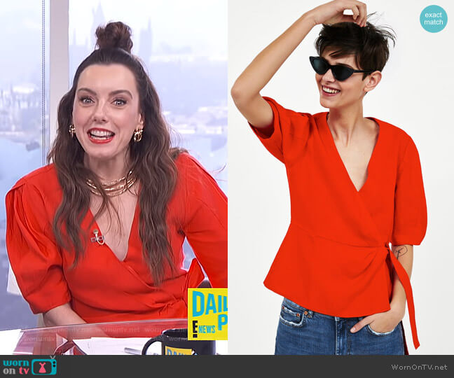 Zara Linen Crossover Top worn by Melanie Bromley on E! News