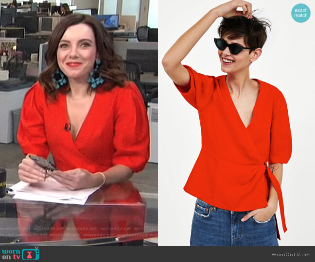 Zara Linen Crossover Top worn by Melanie Bromley on E! News