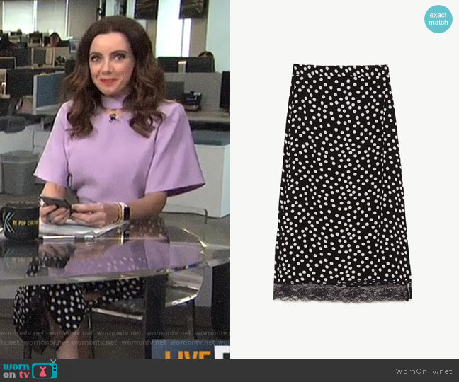 Zara Midi Skirt with Lace Trim worn by Melanie Bromley on E! News