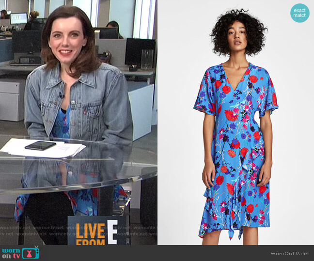 Zara Printed Dress with Frills worn by Melanie Bromley on E! News