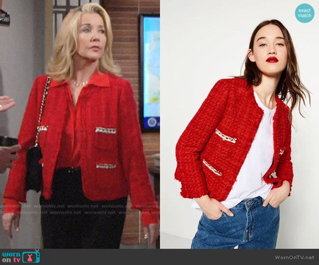 Zara Tweed Jacket worn by Nikki Reed Newman (Melody Thomas-Scott) on The Young and the Restless