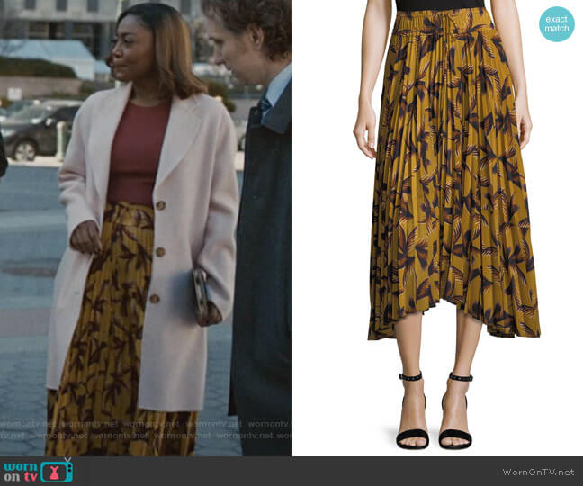 ALC Maya Printed Pleated A-Line Midi Skirt worn by Daisy Grant (Patina Miller) on Madam Secretary