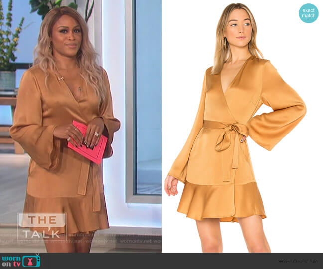 ALC Whitney Long-Sleeve Satin Wrap Dress worn by Eve on The Talk