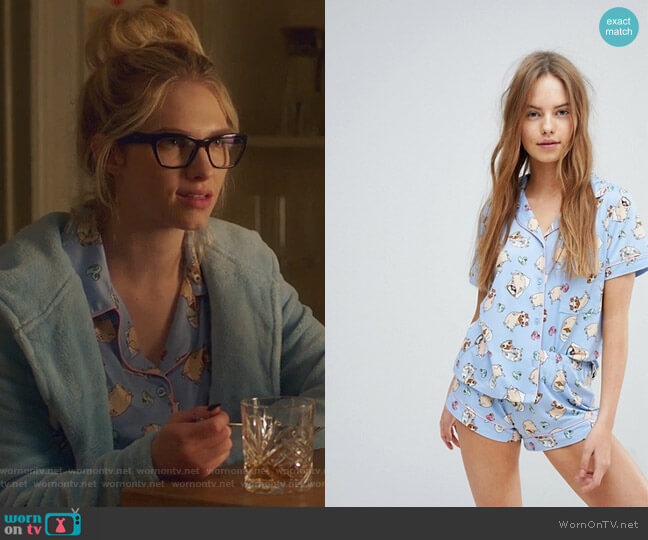 Chelsea Peers Sleeping Pugs Short Pyjama Set worn by Billy London (Claudia Lee) on Famous in Love