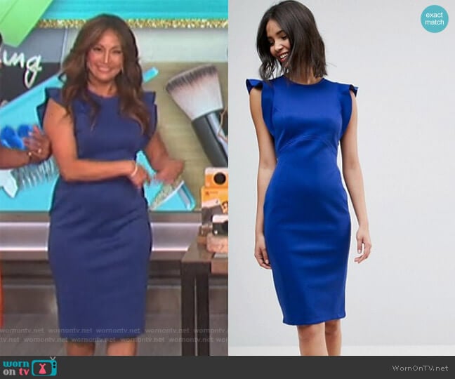 ASOS Scuba Midi Pencil Dress With Frill Sleeve worn by Carrie Inaba on The Talk