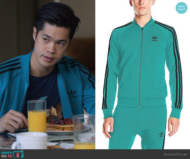 Adidas Superstar Track Jacket worn by Zach Dempsey (Ross Butler) on 13 Reasons Why