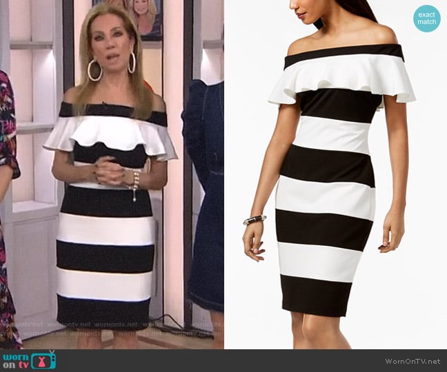 Adrianna Papell Off-The-Shoulder Striped Dress worn by Kathie Lee Gifford on Today