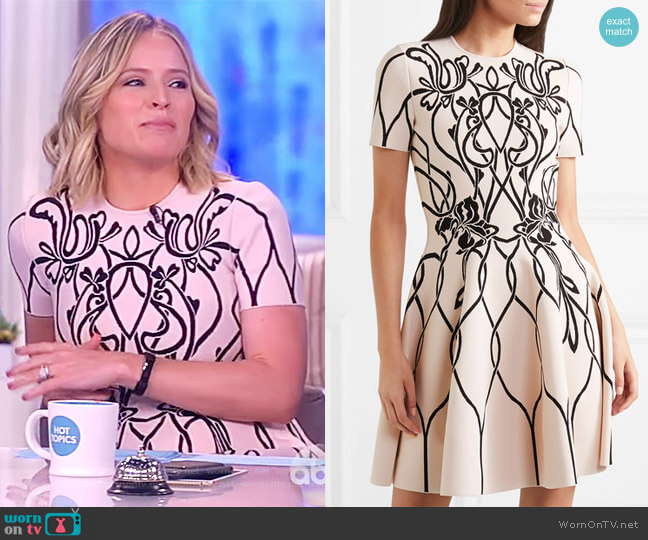 Alexander McQueen Jacquard-knit mini dress worn by Sara Haines on The View