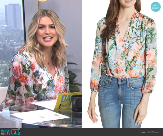 Alice + Olivia Trista Top worn by Carissa Loethen Culiner on E! News