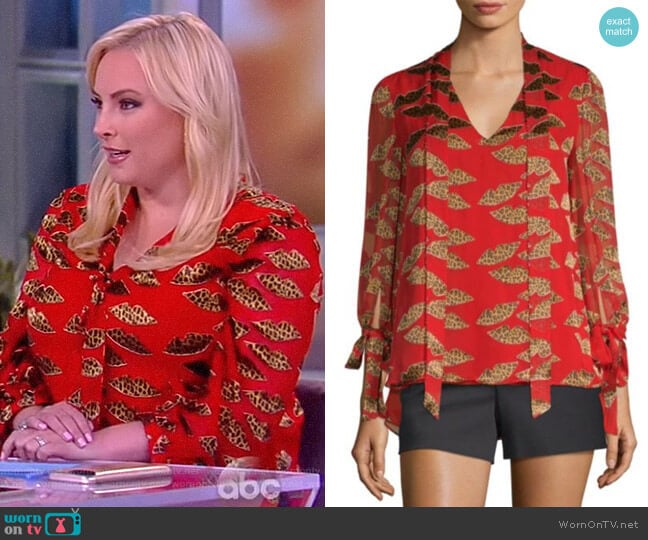 Alice + Olivia Donald Sheila Tie-Neck Blouse worn by Meghan McCain on The View