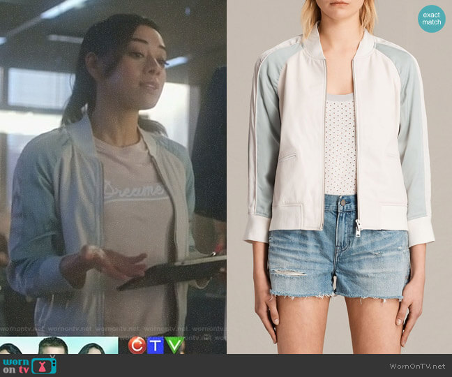 All Saints Varley Leather Bomber Jacket worn by Ella Lopez (Aimee Garcia) on Lucifer