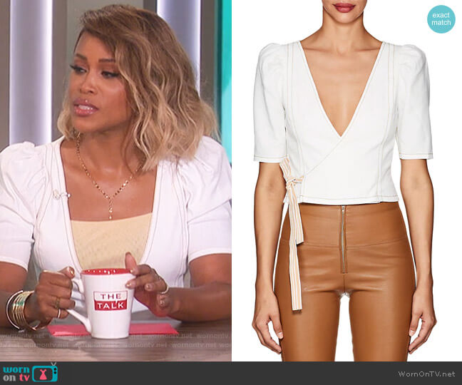 Area Slub-Weave Cotton-Blend Crop Top worn by Eve on The Talk