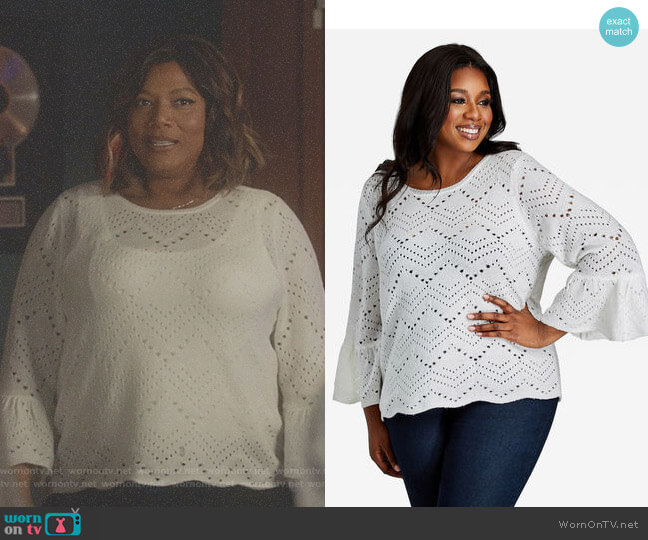 Ashley Stewart Bell Sleeve Zig-zag Cutout Sweater worn by Carlotta Brown (Queen Latifah) on Star