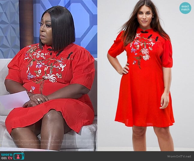 Asos Curve Chinoiserie Embroidered Mini Dress worn by Loni Love on The Real