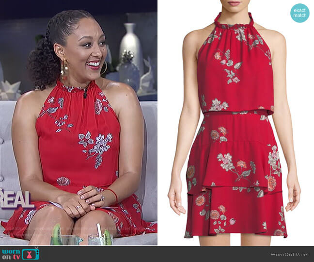 BB Dakota Cadence Floral-Print Halter Popover Dress worn by Tamera Mowry on The Real